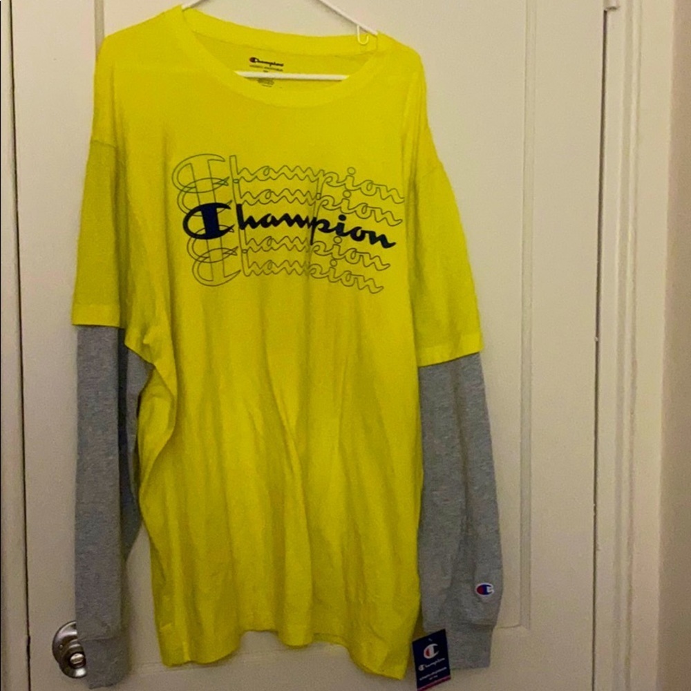 New Champion yellow & gray long sleeve size:XXL